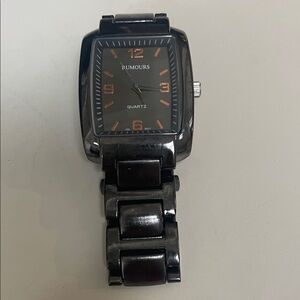 Rumours Men’s Black Metal Bracelet Watch with Black Dial
